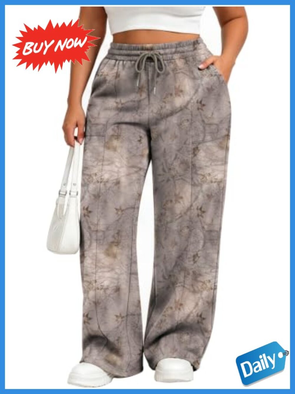 Plus Size Wide Leg High Waisted Sweatpants Baggy Drawstring